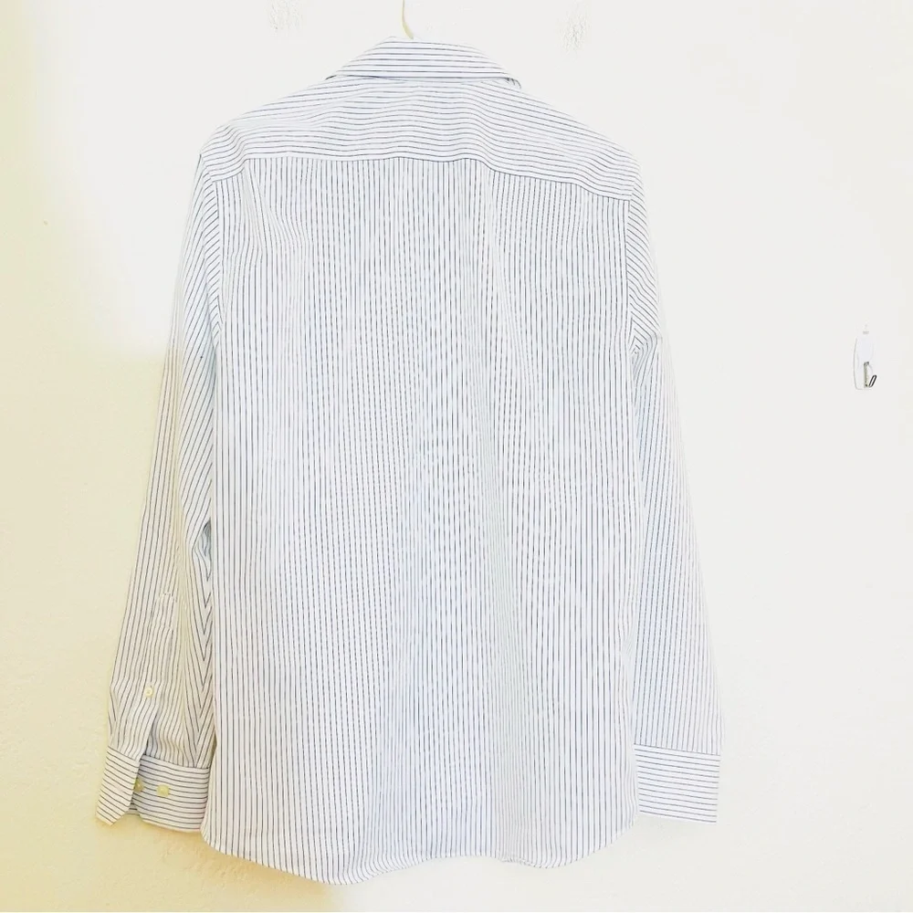 Banana Republic Slim Fit Non-Iron Striped Button Down Shirt Small Blue/White